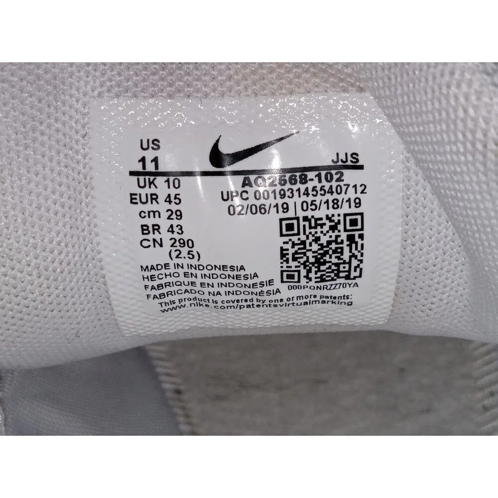 Nike Womens Air Max 200 AQ2568-102 White Running Sneakers Size 11 No‎ Insole